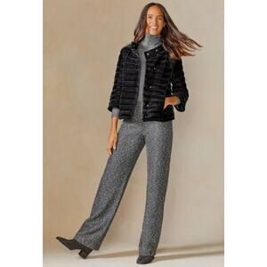 J. Mclaughlin Carter Sequin Trousers Slacks Pants Wide Leg Gray Silver Black 6